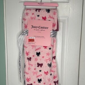 Juicy Couture Pink and Black Bow Plush Blanket